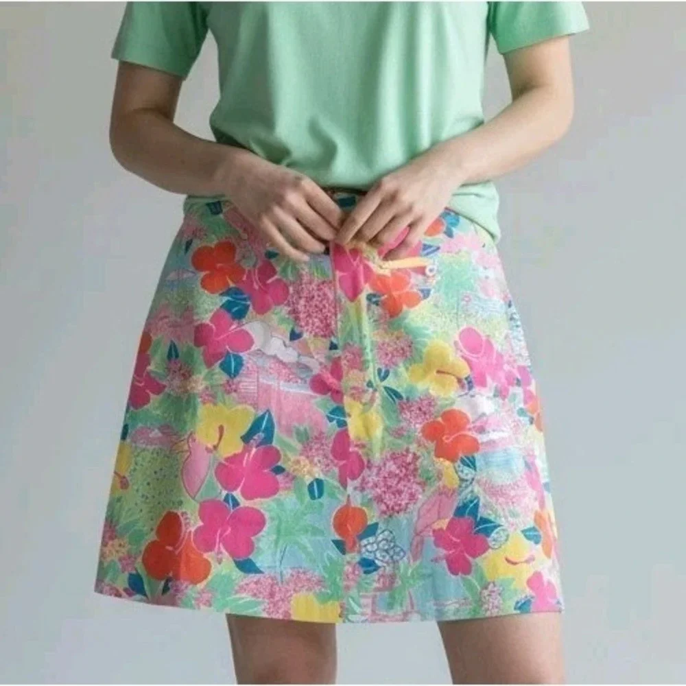 Lilly Pulitzer Lined Skirt‎ Women  Tropical Floral Print Preppy Y2K Skirt SZ 10